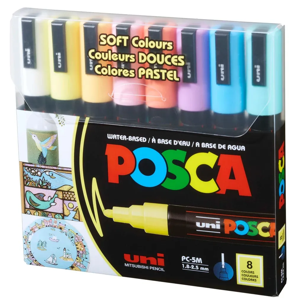Набор маркеров POSCA Soft Color, 1,8-2,5 мм, 8 шт Uni (PC-5M SOFT COLOR 8C) - Фото 2